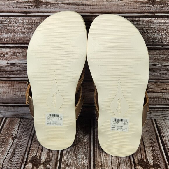 CLARKS COLLECTION Brynn Step Women's 10 W WIDE Adj Rose Gold Leather Sandal NWT - Picture 7 of 9